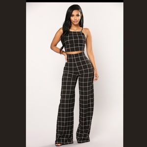 Fashion Nova Pant Set - Black/White Plus Size 1X